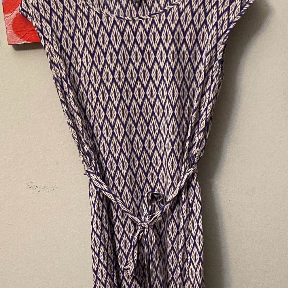 Blue and White Tie Front Wrap Midi Sundress